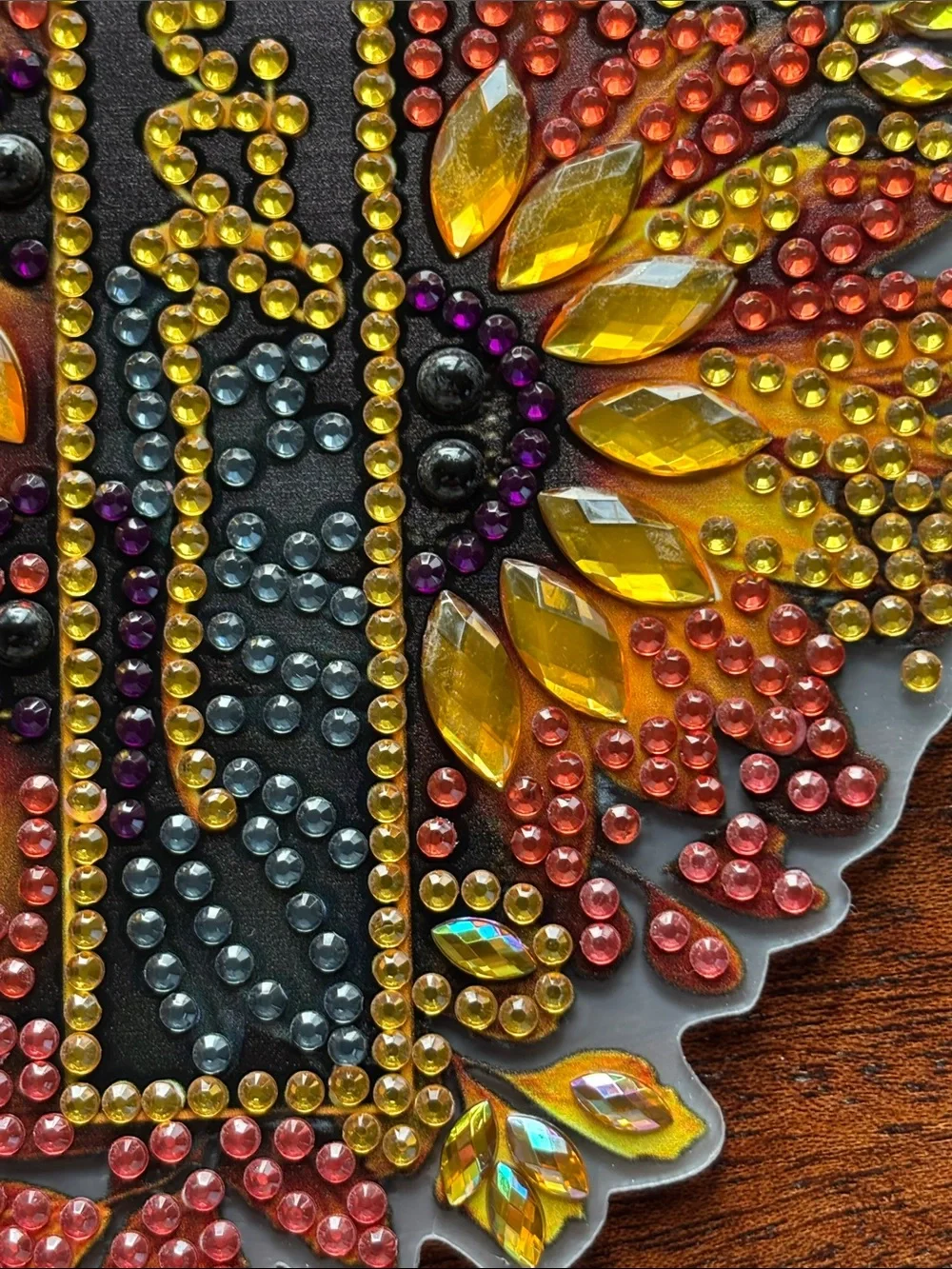 Sunflower Cross Wall Hanging - Yellow and Black Beaded Home Decor